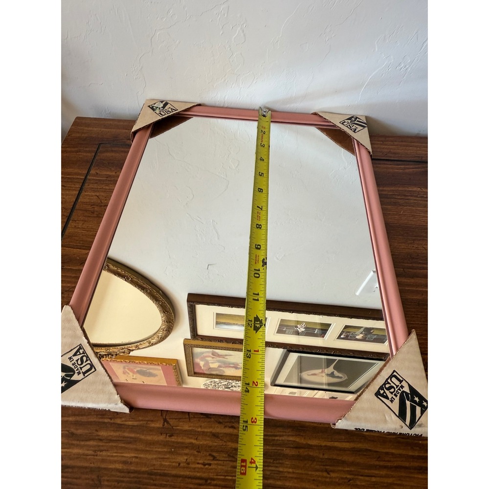 Vintage powder Pink Wall or Vanity Mirror 1980s 1990s Dead Stock - Picture 6 of 7